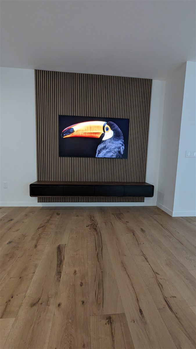 TV feature wall with floating cabinetry