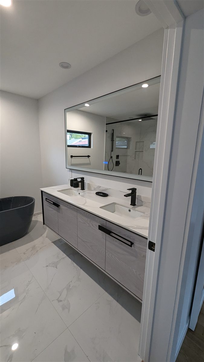 Completed modern bathroom project